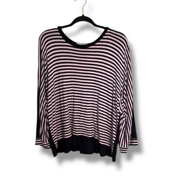 Adidas by Stella McCartney Pink and Black Striped Long Sleeve Blouse Size Large - Picture 1 of 6